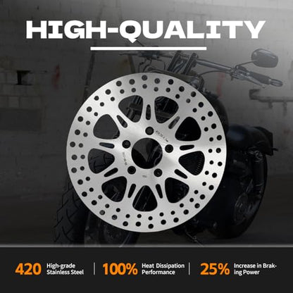 TOFR 11.5" Brake Rotor w/Pads for Harley Sportster XL1200 04-13 XL883 04-10 - color: Silver