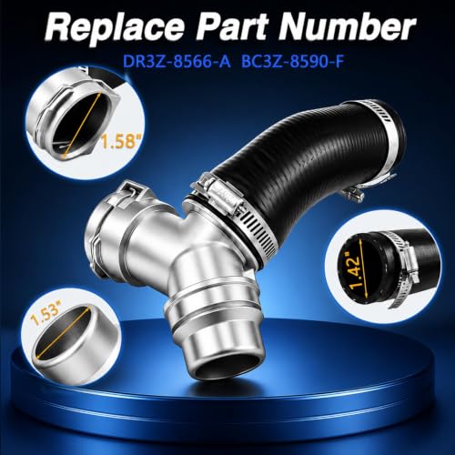 Upgraded Engine Heater Hose Aluminium T-Connector Pipe with Engine Radiator Coolant Hose O-Ring Seal Set Compatible with Ford F-150 Mustang Lincoln Mark Replace # DR3Z-8566-A - size: T-Connector Pipe&O-Ring