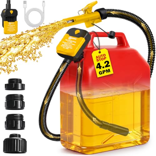 Fuel Transfer Pump with Auto-Stop,4.2 GPM electric gas can pump. - color: Yellow