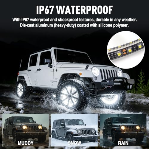4PCS 17" White LED Wheel Lights Waterproof for Truck - size: 17inch