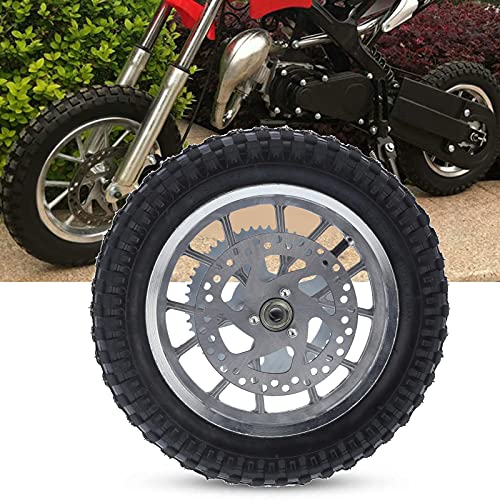 12.5x2.75in Rear Wheel Rim Tire with 12mm Bearing Assembly, Rear Wheel for 2 Stroke Mini Dirt Bike, Rubber Tire Brake Disc Rotor and Sprocket for Dirt Pit Bike (A (silver))