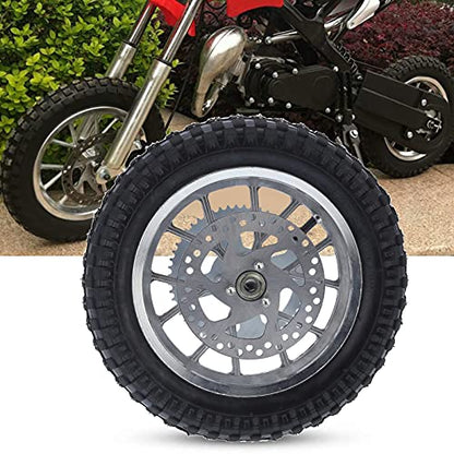 12.5x2.75in Rear Wheel Rim Tire with 12mm Bearing Assembly, Rear Wheel for 2 Stroke Mini Dirt Bike, Rubber Tire Brake Disc Rotor and Sprocket for Dirt Pit Bike (A (silver))
