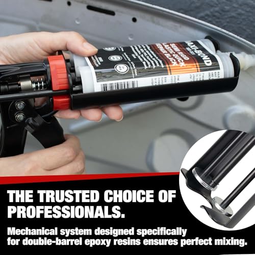 LAUCO Epoxy Gun Dual Cartridge 200 ml, Dual Cartridge Epoxy Gun, Manual Dual Cartridge Epoxy Gun for Panel Bonding Adhesive Applicator, Fillers, Structural Epoxy, Plastic Repair Adhesives (Black) - color: Black