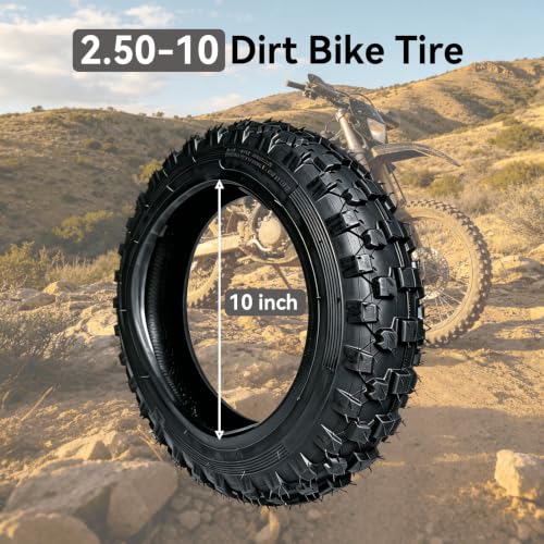 2.50-10 Dirt Bike Tire and Inner Tube 2.5/2.75-10 Dirt Bike Tube 2.50-10 Off-Road Tire Replacement