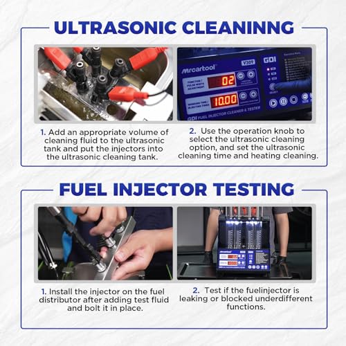 MR CARTOOL V309 GDI Fuel Injector Cleaner Tester Machine Gasoline110V/220V 4-Cylinder Injector Cleaning Machine, Ultrasonic Test Clean Kit for Car Motorcycle EFI/FSI Injectors - size: GDI V309