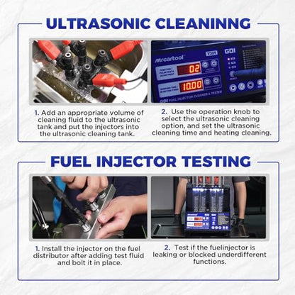 MR CARTOOL V309 GDI Fuel Injector Cleaner Tester Machine Gasoline110V/220V 4-Cylinder Injector Cleaning Machine, Ultrasonic Test Clean Kit for Car Motorcycle EFI/FSI Injectors - size: GDI V309