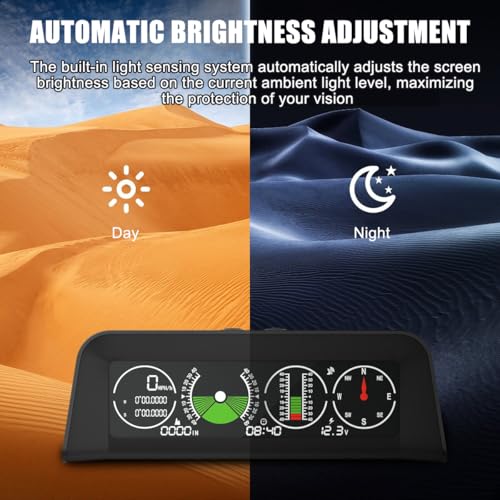 Off-Road Car Inclinometer HUD Display, Digital GPS Speedometer