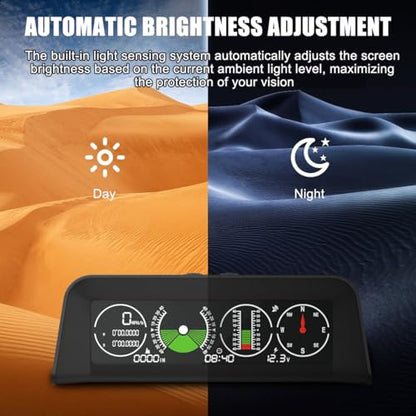 Off-Road Car Inclinometer HUD Display, Digital GPS Speedometer