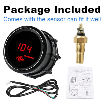2inch 52mm Oil Temp Temperature Gauge Meter 104-302℉ DC12V with Sensor - color: Oil Temp Gauge