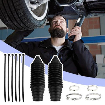 Tie Rod Boot Kit with Pinion Bellow Cable Ties and Clamps,Waterproof & Dustproof Rack and Pinion Boot for Steering System Protection,Silicone Inner Tie Rod Boot Car Accessories (Black) - color: Black