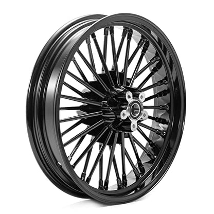 TOFR 21x3.5 18x3.5 Fat Spoke Wheels Black For Harley Touring Baggers 00-07 - color: Gloss Black, size: Front:21x3.5 Rear:18x3.5