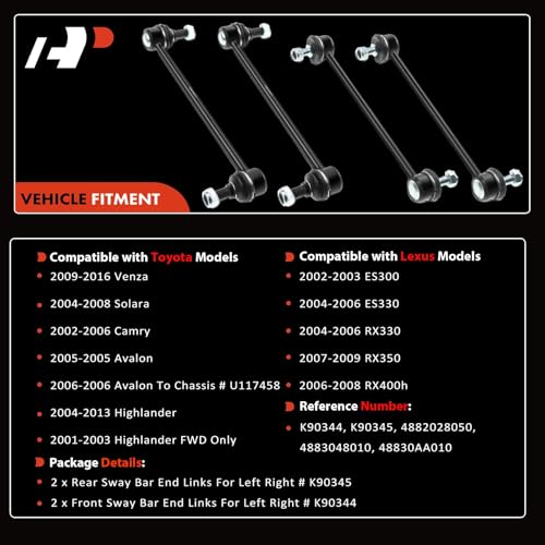 A-Premium Front & Rear Sway Bar Link Stabilizer Bar End Link Kit - style: Front and Rear Side