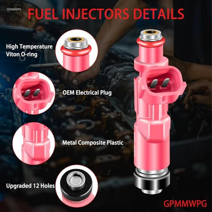 4Pcs Fuel Injectors 23250-75080 FJ793 Injector Compatible with Toyota Tacoma 2.4L 2.7L L4 2000 2001 2002 2003 2004 for 4Runner 2.7L 2000 Automotive Replaces 23209-79135 Set of 4