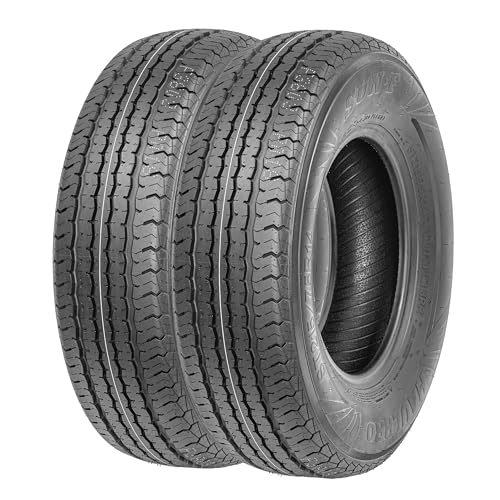 SunF HaulPro Set of 2 Radial Trailer Tires ST215/75R14, Load Range D w/Scuff Guard, 8 Ply - size: 215/75R14
