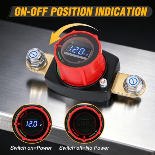 Nilight Side Post Battery Disconnect Switch with Led Voltmeter Display - color: 275A Side Post ON/Off Switch w/Voltmeter Display
