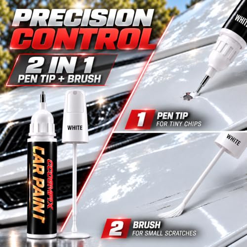 White Car Touch Up Paint Pen, for Auto & Car Paint Scratch Repair - color: White