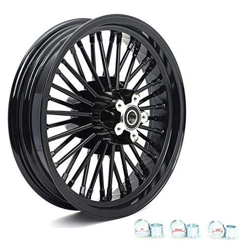 TOFR 18x3.5 16x3.5 Fat Spoke Wheels Black For Harley Touring Baggers 84-08 - color: Gloss Black, size: Front:18x3.5 Rear:16x3.5