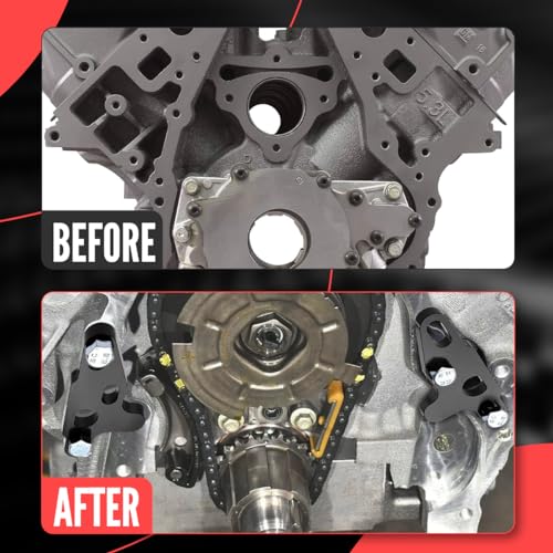 2PCS Black Oil Pump Alignment Girdle Brace Kit,Billet Aluminium CNC Machined Oil Pump Guide Hold Down Tool for GM Gen V LT1 LT4 LT5 L83 L86 L87 Engine Cam Swap,Anodized Finish with Bolts - color: BLACK