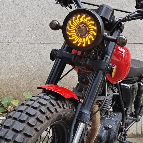 5.75" Motorcycle Headlight Animated Start-up Gradient Welcome Light - color: Amber/White