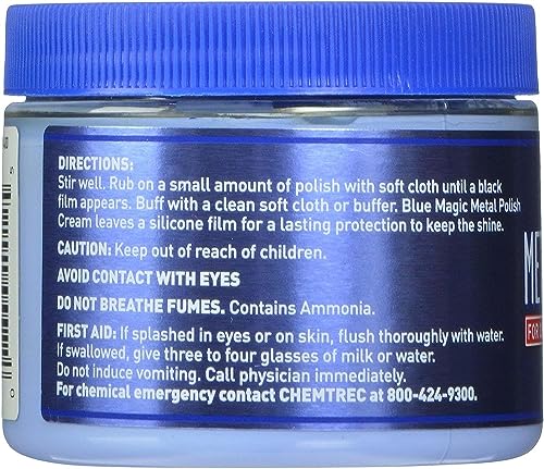 Blue Magic 400 Metal Polish Cream Non-abrasive Tarnish and Oxidation Remover for Chrome, Aluminium, Brass, Copper, Sterling Silver and Stainless Steel, 7 oz., Pack of 1 - size: 7 Ounce