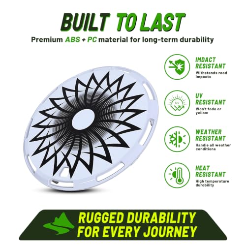 17" Universal Full-Size Hub Caps, 17 Inch Steel Wheels, White-Flower Bloom - color: White-Flower Bloom, size: 17 Inch