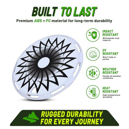 17" Universal Full-Size Hub Caps, 17 Inch Steel Wheels, White-Flower Bloom - color: White-Flower Bloom, size: 17 Inch