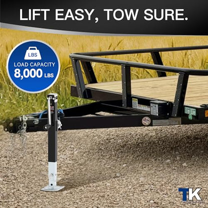 8000lbs Pipe Mount Tongue Jack, 15" Lift, Heavy Duty Trailer Jack