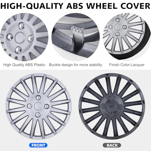Auto Hubcap Set, R15 Wheel Cover Replacement, 15" Snap On Hubcaps - color: 5019-Lacquer-15