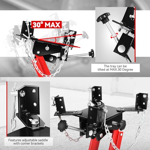 Auto Dynasty Universal Garage Low Profile Hydraulic Transmission Jack, 1.5 Ton (3306 lbs) Capacity, Lifting Range 9.1" (Min) to 36.6" (Max), Alloy Steel