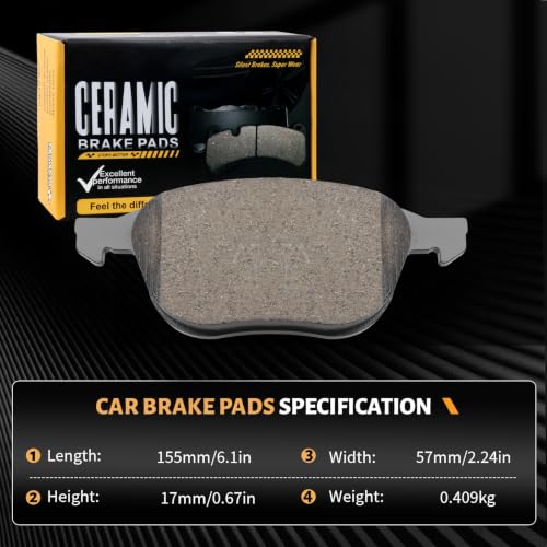 D1044 Front Ceramic Brake Pads Fit for Ford Focus 2005-2007,for Mazda 3 2007-2009,2011-2013 S/i,3 Sport 2009-2018,5 2006-2010,2012-2017,for Volvo C30 2008-2013,S40 2005-2011,V50 2005-2011 - style: HZ1044