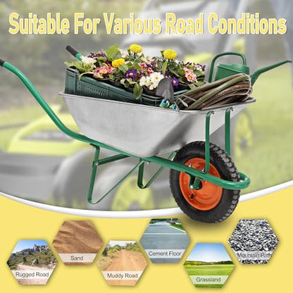 13" Flat Free Wheels for Gorilla Carts, 4.00-6 Solid Tires with 5/8" Bearings & 2.17" Offset Hub, Replacement for Garden Carts, Hand Truck, Yard Trailer, 2 Pack | Vypart