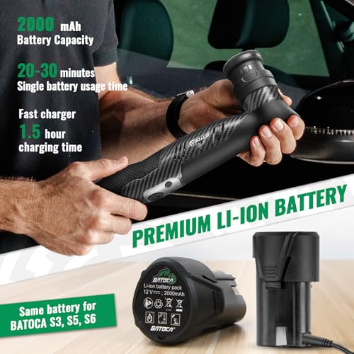 BATOCA S5 Cordless Mini Car Polisher Buffer Sander Rotary & Dual Action - color: All Black