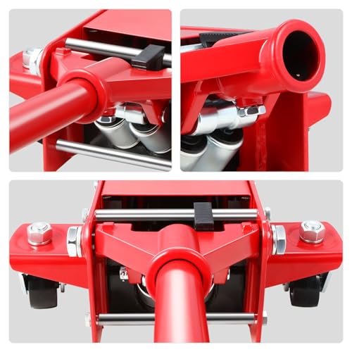 DNA Motoring Low Profile Hydraulic Trolley Service/Floor Jack, 3 Ton (6000 lbs) Capacity Heavy Duty Hydraulic Car Jack, Lifting Range 3"-20", TOOLS-00475-RD - color: Black/Red, style: 3 ton