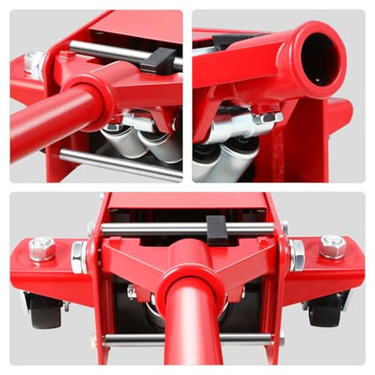 DNA Motoring Low Profile Hydraulic Trolley Service/Floor Jack, 3 Ton (6000 lbs) Capacity Heavy Duty Hydraulic Car Jack, Lifting Range 3"-20", TOOLS-00475-RD - color: Black/Red, style: 3 ton