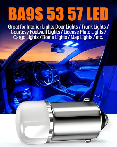 Qasim 1893 LED Bulb BA9S 1895 53 57 12V Blue Car Light 10-Pack - color: Blue