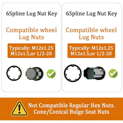 2PCS Small 6 & 7 Spline Lug Nut Socket-Tuner Socket Tool