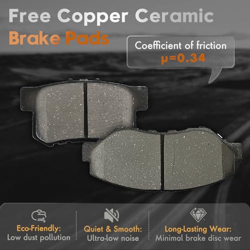 BETTHAND Front And Rear Brake Pads And Rotors Compatible With Honda - size: 96711*2+980138*2+D914-7795+D537-7418