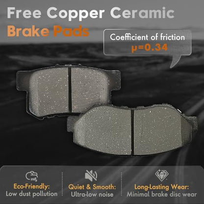 BETTHAND Front And Rear Brake Pads And Rotors Compatible With Honda - size: 96711*2+980138*2+D914-7795+D537-7418