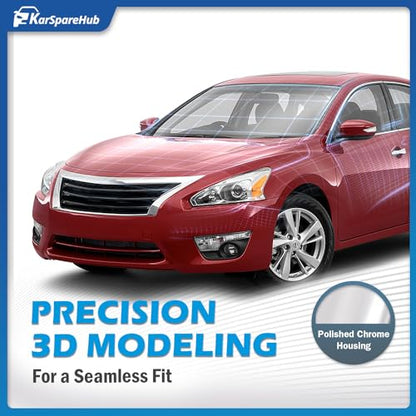 Halogen Headlights for 2013-2015 Nissan Altima 4-Door - color: Polished Chrome | With High & Low Beam Bulbs