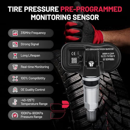 BDFHYK Tire Pressure Sensor 315Mhz Programmed TPMS Sensors Compatible with 2005-2011 Lincoln Mazda and Mercury,Explorer Edge Mustang Expedition Escape Fusion Focus, 6F2Z1A189A, 7L1Z1A189A - style: ZZDA37140