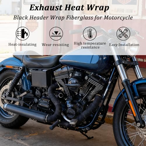 Exhaust Heat Wrap 2in x 50ft with 12 Stainless Locking Ties Black - size: 2'' x 50'