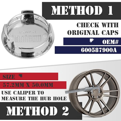 KitsPro 2.25Inch 57MM Wheel Center Caps for Tesla 600587900A Rim Hub Caps, Pack of 4 (Chrome, Outer 57MM, Inner 50MM) - color: Chrome, size: Outer 57MM , Inner 50MM w/ 7.0MM Clip