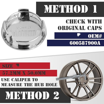 KitsPro 2.25Inch 57MM Wheel Center Caps for Tesla 600587900A Rim Hub Caps, Pack of 4 (Chrome, Outer 57MM, Inner 50MM) - color: Chrome, size: Outer 57MM , Inner 50MM w/ 7.0MM Clip