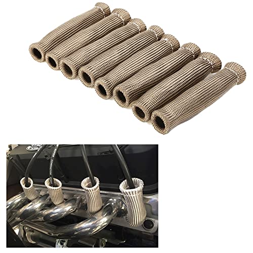 Titanium Spark Plug Wire Boots Thermal Protection Insulator Sleeve, 2500 Degree Heat shield Cover Wrap 6 inch for Car Truck 8PCS - color: Titanium
