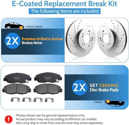 31443 D1212 Rear Brake Rotor and Pad Kit Compatible With Toyota 2006-2018 RAV4, Lexus 2010-2012 HS250h Replacement OE Disc Brake Rotors and Ceramic Brake Pads, Rear Brake Kit - color: 31433R-D1212