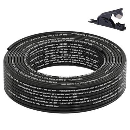 1/8" DOT Air Line, 100FT SAE J844 PA12 Nylon Air Tubing with Cutter - size: 1/8" OD 100FT