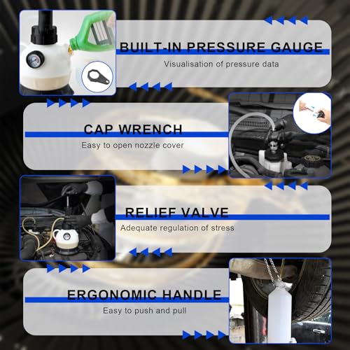 2L Manual Brake Bleeder Kit，Pressure Brake Bleeder Pump with 1L Brake Bleeder Bottle for Most Vehicles