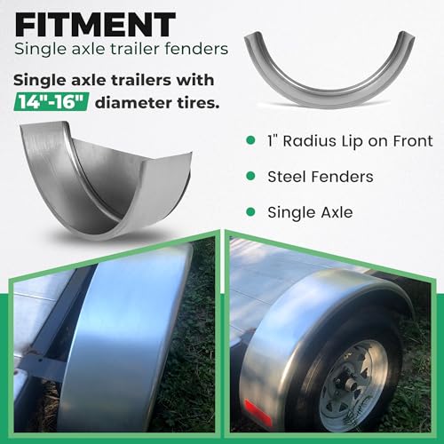 HECASA Steel Round Single Axle Trailer Fender and Fender Back Fits - size: 1 Pc