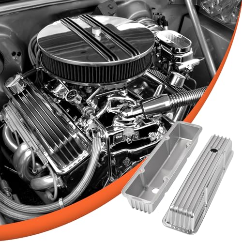 Silver Aluminum Valve Covers Finned 58-86 Tall 327 350 400 - color: Sliver, size: SBC 58-86