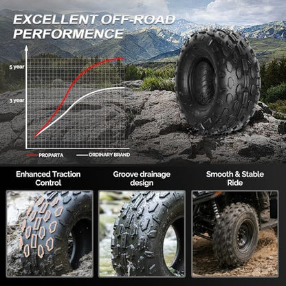 TUFFIOM 145/70-6 ATV UTV Tires for All-Terrain, 4PR Mini Bike Tires with Good Longitudinal Traction and Reversing Performance on Mud, Sand and Rocks, Tubeless, Set of 2 - size: 145/70-6 4PR (2pack)